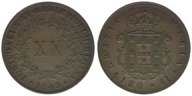 Portugal Maria II. da Gloria
XX Reis 1849 
Kahnt/Schön 65, Kupfer, 25.46 Gramm, vz+