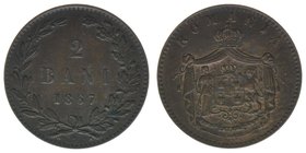 Rumänien Karl I.
2 Bani Watt&Co 1867

Kupfer,1.90 Gramm, -vz