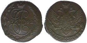 Rußland Katharina II.
5 Kopeken 1792 EM
Kupfer, 44.04g Gramm, vz