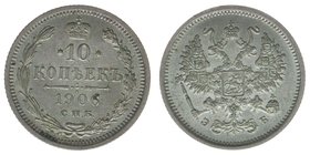 Russland Nikolaus II.
10 Kopeken 1906
1,83 Gramm, -vz