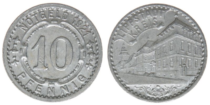 Deutsches Reich
Lippstadt Kreis
10 Pfennig Notgeld 1921

Zinn
0.95g
ss++