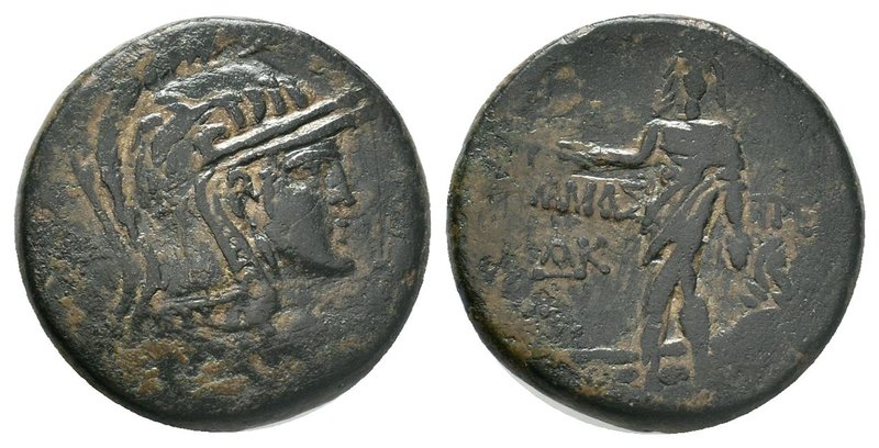 PAPHLAGONIA. Amastris. Ae (Circa 105-85 BC). Obv: Helmeted head of Athena right....