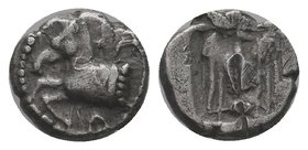 KINGS OF THRACE. Sparadokos, circa 464-444 BC. Diobol . Forepart of horse to left. Rev. Eagle flying left, holding serpent in its beak. Peykov B0040. ...