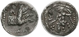 LYCAONIA. Laranda. Circa 324/3 BC. Obol. Baaltars seated left, holding grain ear and grape bunch in his right hand and scepter in his left. Rev. Forep...