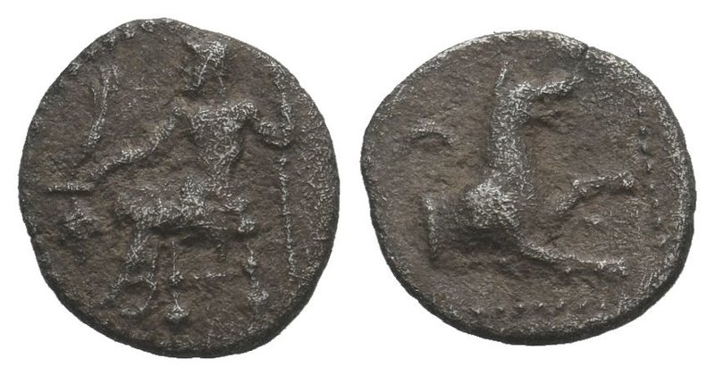 LYCAONIA. Laranda. Circa 324/3 BC. Obol. Baaltars seated left, holding grain ear...