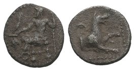 LYCAONIA. Laranda. Circa 324/3 BC. Obol. Baaltars seated left, holding grain ear and grape bunch in his right hand and scepter in his left. Rev. Forep...