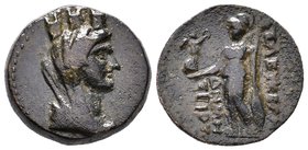 CILICIA. Seleukeia ad Kalykadnon. Ae (Circa 1st century BC). Obv: Turreted and draped bust of Tyche right. Rev: CEΛEVKEΩN DEMETRIOS, Athena standing l...