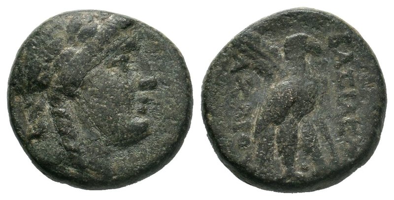 Seleukid Kingdom, Lydia. Sardes. Achaios. 220-214 B.C. AE. . Archaistic, laureat...