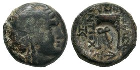 Seleukid Kings of Syria, Antiochos II Æ17. Sardes(?) 261-246 BC.

Condition: Very Fine

Weight: 4.30gr
Diameter: 14.62mm

From a Private Dutch Collect...