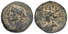 Antoninus Pius Æ23 of Laodicea, Syria. AD 138-161. Laureate head right / Turreted and draped bust of Tyche left; SNG Copenhagen 350 var. 

Condition: ...