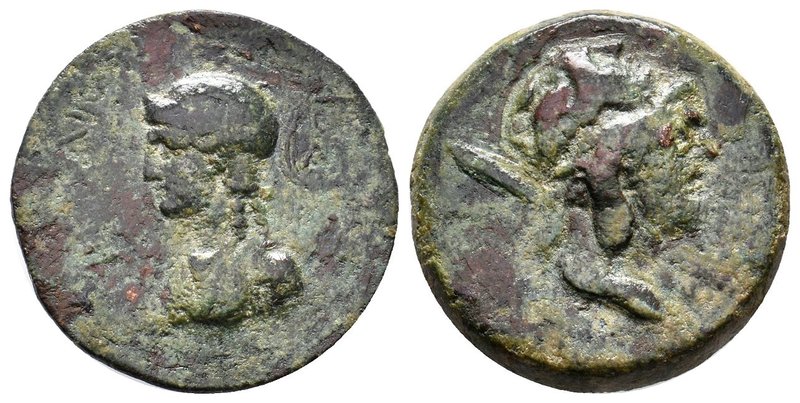 Aigeai (AD 68/69) AE 27. Pseudo-autonomous, 68-69 AD. AE (13.83g). Bust Perseus ...