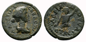 CILICIA. Mopsus. Faustina Jr., wife of Marcus Aurelius. Augusta, 145-175 AD. Æ . Dated year 230 (162/3 AD). Draped bust right / Upper part of River-go...