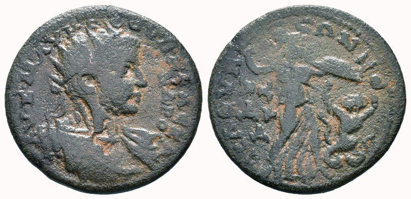 CILICIA, Seleucia ad Calycadnum. Severus Alexander. AD 222-235. Æ . Radiate and ...