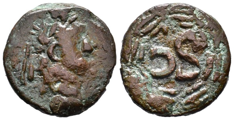 MESOPOTAMIA, Singara(?). 2nd-3rd century AD. Æ . Diademed and draped bust of moo...