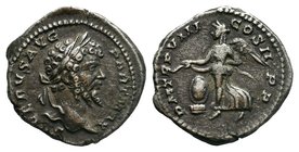 Septimius Severus, 193-211. Rome, circa AD 198-202. Denarius, AR, L SEPT SEV AVG IMP XI PART MAX, laureate head right / VICTORIAE AVGG FEL, Victory fl...