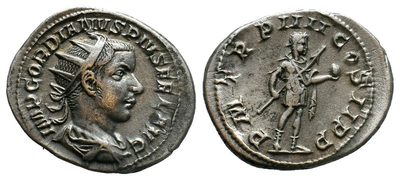 Gordian III AR Antoninianus. Rome, AD 241-243. IMP GORDIANVS PIVS FEL AVG, radia...