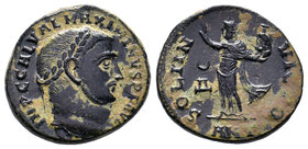 Maximinus I, 235-238. Follis. Antioch, 312. IMP C GAL VAL MAXIMINVS P F AVG Laureate head of Maximinus to right. Rev. SOLI INVICTO / ς - * / ANT Sol, ...