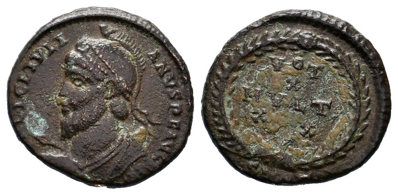 JOVIAN, 363-364 AD. AE Follis. Diademed draped bust / Votive inscription in wrea...