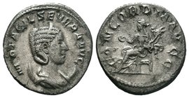 OTACILIA SEVERA, wife of Philip I. AR Antoninianus, M OTACIL SEVERA AVG, diademed and draped bust right on crescent / CONCORDIA AVGG, Concordia seated...