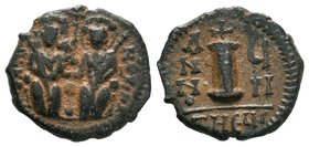 Justin II and Sophia, AE Half-Follis. ANTIOCH

Condition: Very Fine

Weight: 3.35gr
Diameter: 18.40mm

From a Private German Collection.