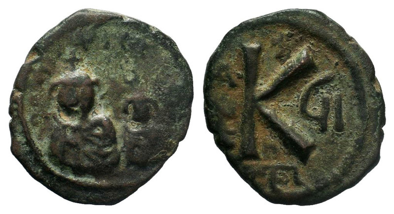 Heraclius and Heraclius Constantine. A.D. 610-641. AE Half follis, Seleucia Isau...