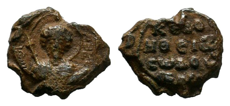 Narses. Lead Byzantine seal (bulla) 12th century AD,
Nimbate bust of Saint Theod...
