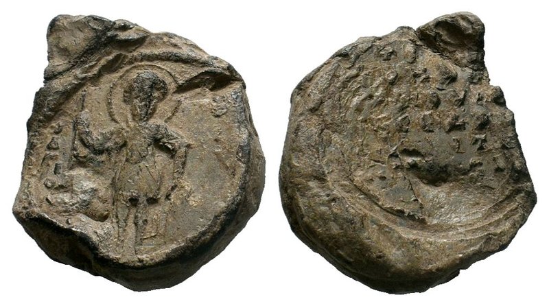 BYZANTINE LEAD SEALS. Uncertain (Circa 9th -13th century). 
Obv: Standing Figure...