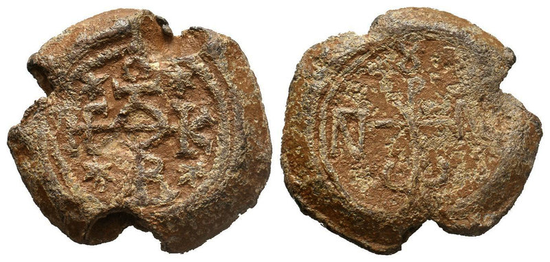 BYZANTINE LEAD SEALS. (Circa 9th-10th centuries).
Obv: Cruciform monogram.
Rev: ...