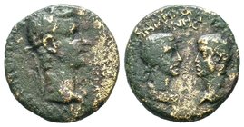 IONIA. Smyrna. Gaius (Caligula), with Germanicus and Agrippina Senior, 37-41.Marcus Acilius Aviola, proconsul, Menophanes magistrate, 37-38. ΓAION KAI...