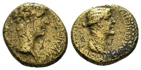 LYCAONIA. Iconium. Claudius, with Agrippina Junior, 41-54. Hemiassarion. Annius Afrinus, legate, circa 49-54 (?). KΛAYΔIOC KAICAP CЄBACTOC Laureate he...
