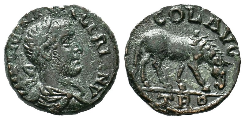 Valerian I Æ As of Alexandria, Troas. AD 253-260. IMP LIC VALERIANVS AVG, laurea...