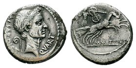 C. Iulius Caesar and M. Mettius. Denarius 44, AR 3.20 g. Wreathed head of Caesar r.; behind, CAESAR [DICT] and lituus; before, QVART. Rev. Juno Sospit...