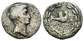 Augustus AR Cistophorus. Ephesus, circa 25 BC.
IMP CAESAR, bare head right / AVGVSTVS, capricorn to right, head turned back to left, cornucopiae on i...