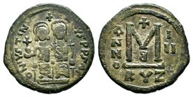 Justin II , with Sophia (565-578 AD). AE Follis 

Condition: Very Fine

Weight: 15.07 gr
Diameter: 32 mm