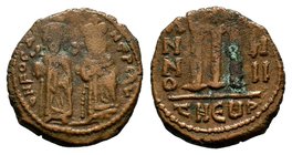 Phocas (602-610 AD). AE Follis

Condition: Very Fine

Weight: 9.28 gr
Diameter: 27 mm