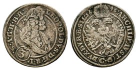 German, Leopold I (1657-1705). AR 

Condition: Very Fine

Weight: 1.55 gr
Diameter: 21 mm