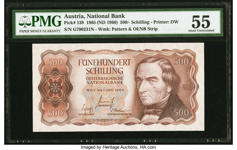 Austria Austrian National Bank 500 Schilling 1965 (ND 1966) Pick 139 PMG About U...