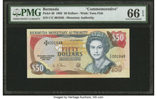 Bermuda Monetary Authority 50 Dollars 12.10.1992 Pick 40 Commemorative PMG Gem Uncirculated 66 EPQ. 

HID09801242017