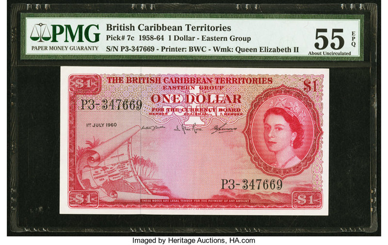 British Caribbean Territories Currency Board 1 Dollar 1.7.1960 Pick 7c PMG About...