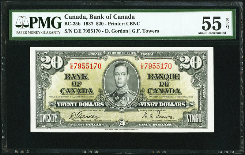 Canada Bank of Canada $20 1937 BC-25b PMG About Uncirculated 55 EPQ. 

HID098012...