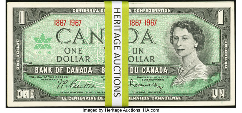 Canada Bank of Canada $1 1967 BC-45a Commemorative Sixty-One Examples Crisp Unci...