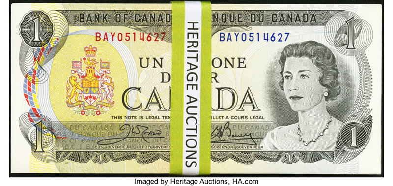 Canada Bank of Canada $1 1973 BC-46b Sixty-Seven Consecutive Examples Crisp Unci...