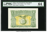 China Gwa Swarmwun Yiack Bank 1 Dollar 1914 Pick UNL PMG Choice Uncirculated 64. Annotation.

HID09801242017