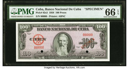 Cuba Banco Nacional de Cuba 100 Pesos 1958 Pick 82s3 Specimen PMG Gem Uncirculated 66 EPQ. Two POCs.

HID09801242017