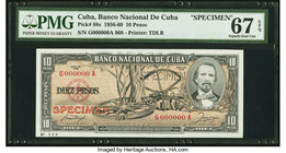 Cuba Banco Nacional de Cuba 10 Pesos 1958 Pick 88s2 Specimen PMG Superb Gem Unc 67 EPQ. Perforated Specimen.

HID09801242017