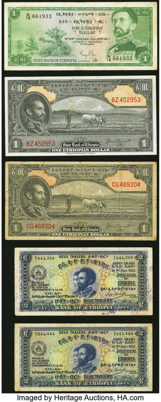 Ethiopia Bank of Ethiopia 2 Thalers 1.6.1933 Pick 6 (2); State Bank of Ethiopia ...