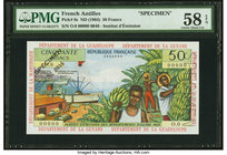 French Antilles Institut d'Emission des Departements d'Outre-Mer 50 Francs ND (1964) Pick 9s Specimen PMG Choice About Unc 58 EPQ. Perforated Specimen...
