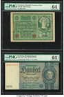 Germany Republic Treasury Note; Reichsbanknote 50 Mark; 100 Reichsmark 1920; 1935 Pick 68; 183a PMG Choice Uncirculated 64; Choice Uncirculated 64 EPQ...