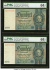 Germany German Gold Discount Bank 100 Reichsmark 1935 Pick 183a Two Examples PMG Choice Uncirculated 64 EPQ. 

HID09801242017