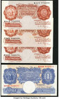 Great Britain Bank of England 1 Pound ND (1940-48) Pick 367a; 10 Shillings ND (1955-60) Pick 368c (3) Choice About Uncirculated or Better. 

HID098012...